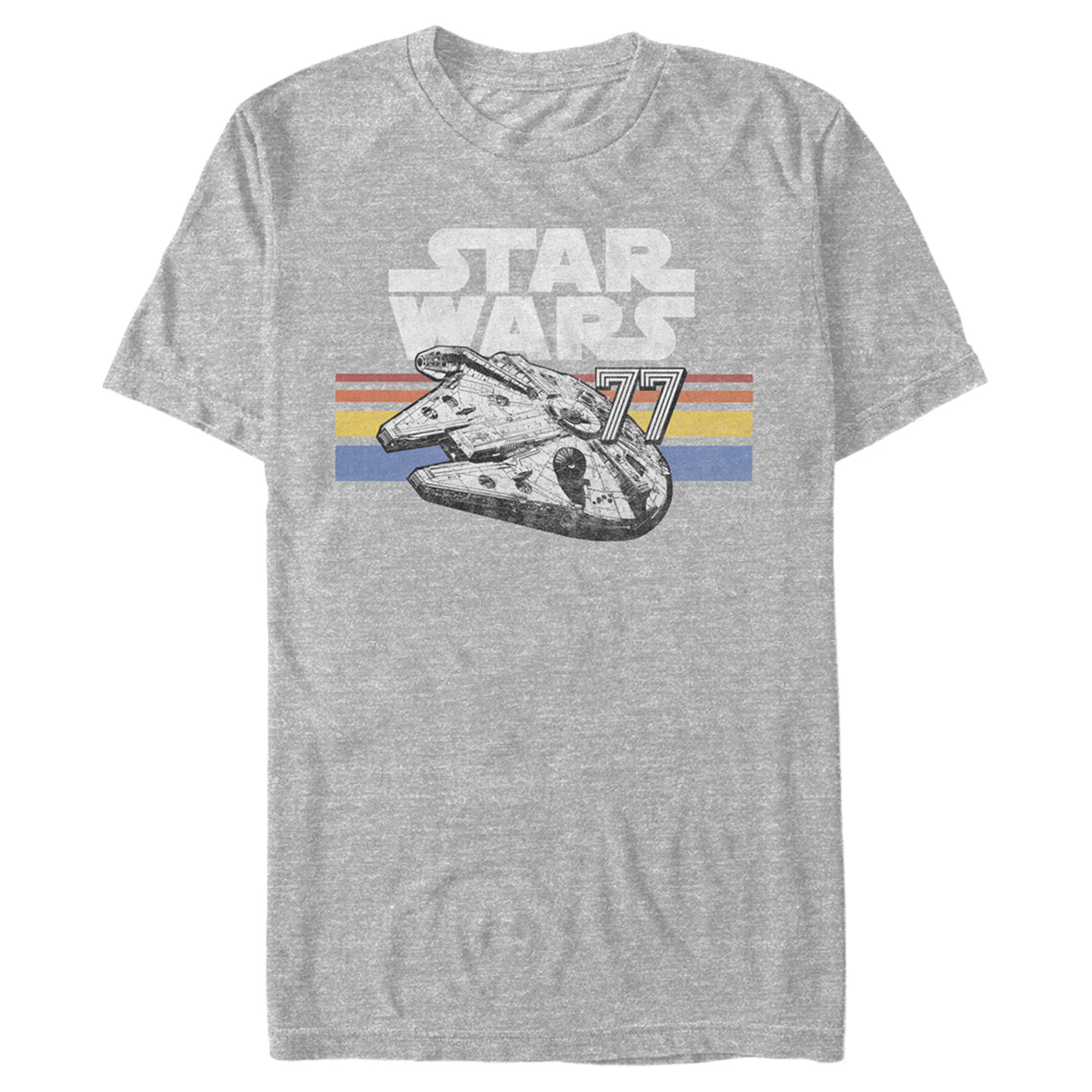 Men's Star Wars Millennium Falcon 77' Vintage Stripes Graphic Tee Athletic Heather Large